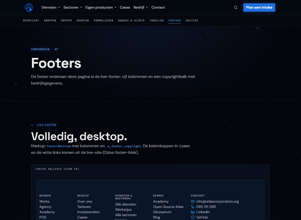 UI-kit: Footers op 1366 px breed