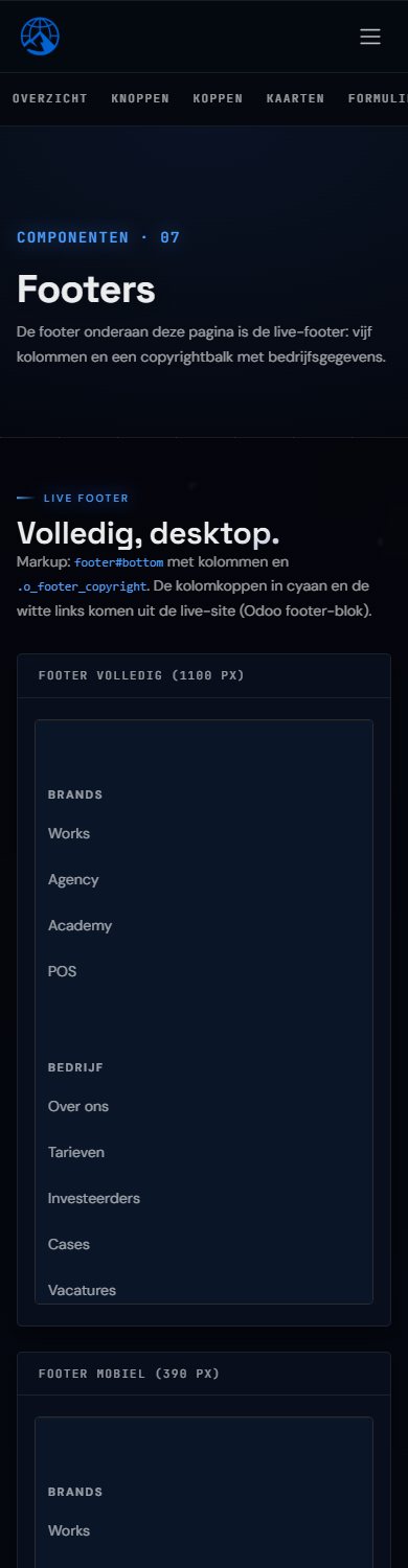 UI-kit: Footers op 390 px breed