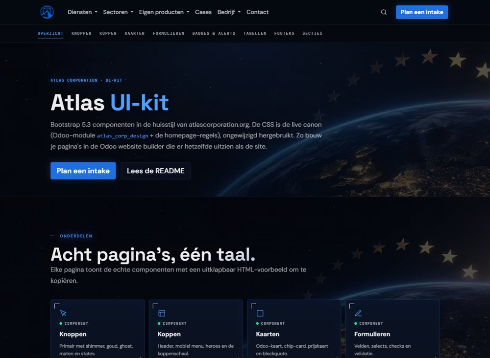 UI-kit: Overzicht op 1366 px breed