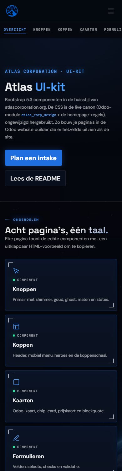 UI-kit: Overzicht op 390 px breed