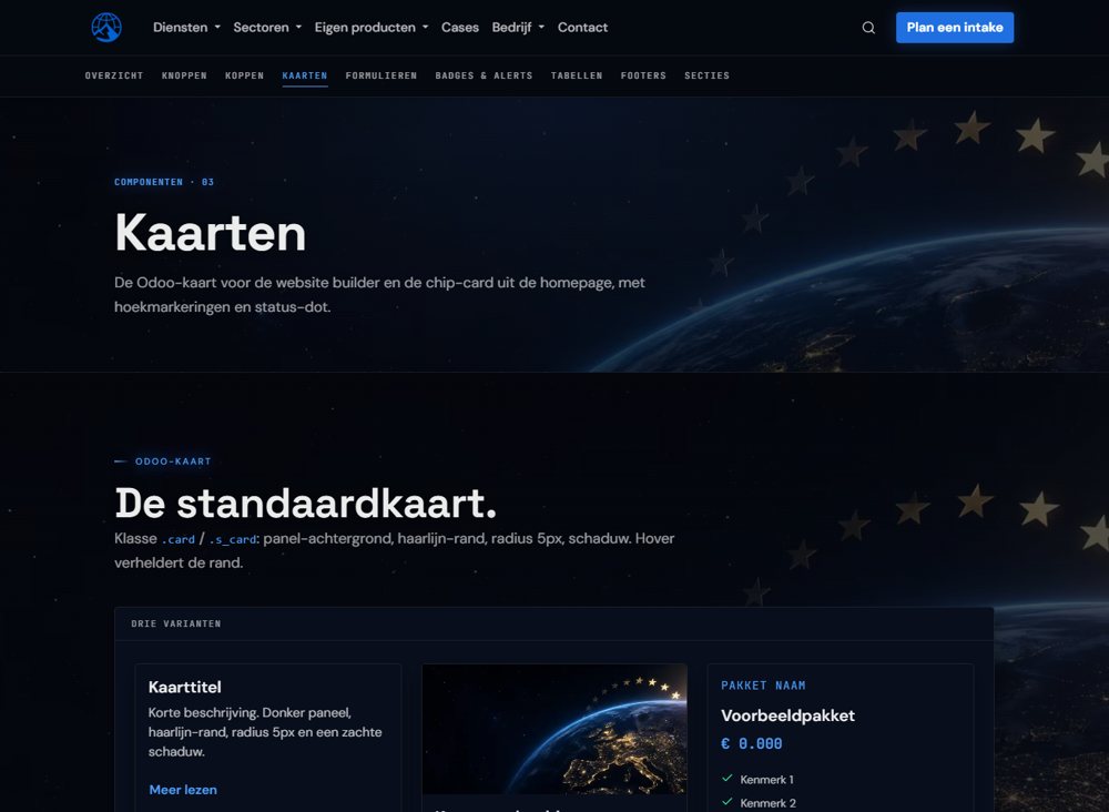 UI-kit: Kaarten op 1366 px breed