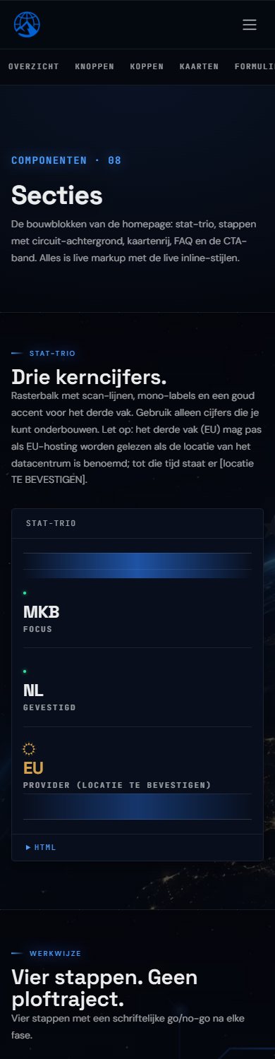 UI-kit: Secties op 390 px breed